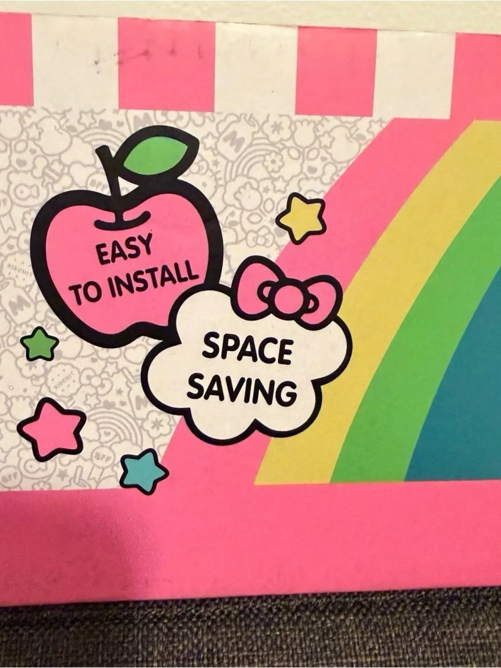 Sanrio Hello Kitty Pink 3-Hook Hanging Wall Shelf New In Box
